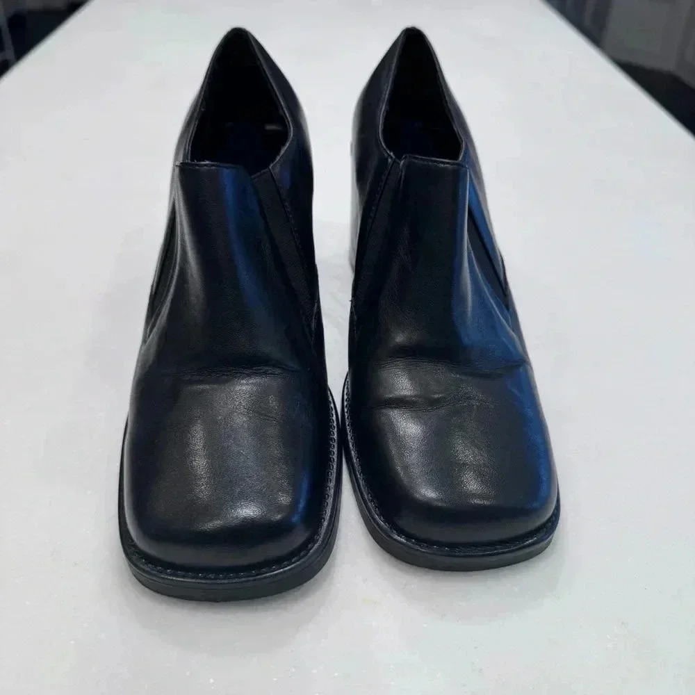 Aeropostale Gillian’s Women’s Black Leather Slip On Loafers Square Toe Size 7.5